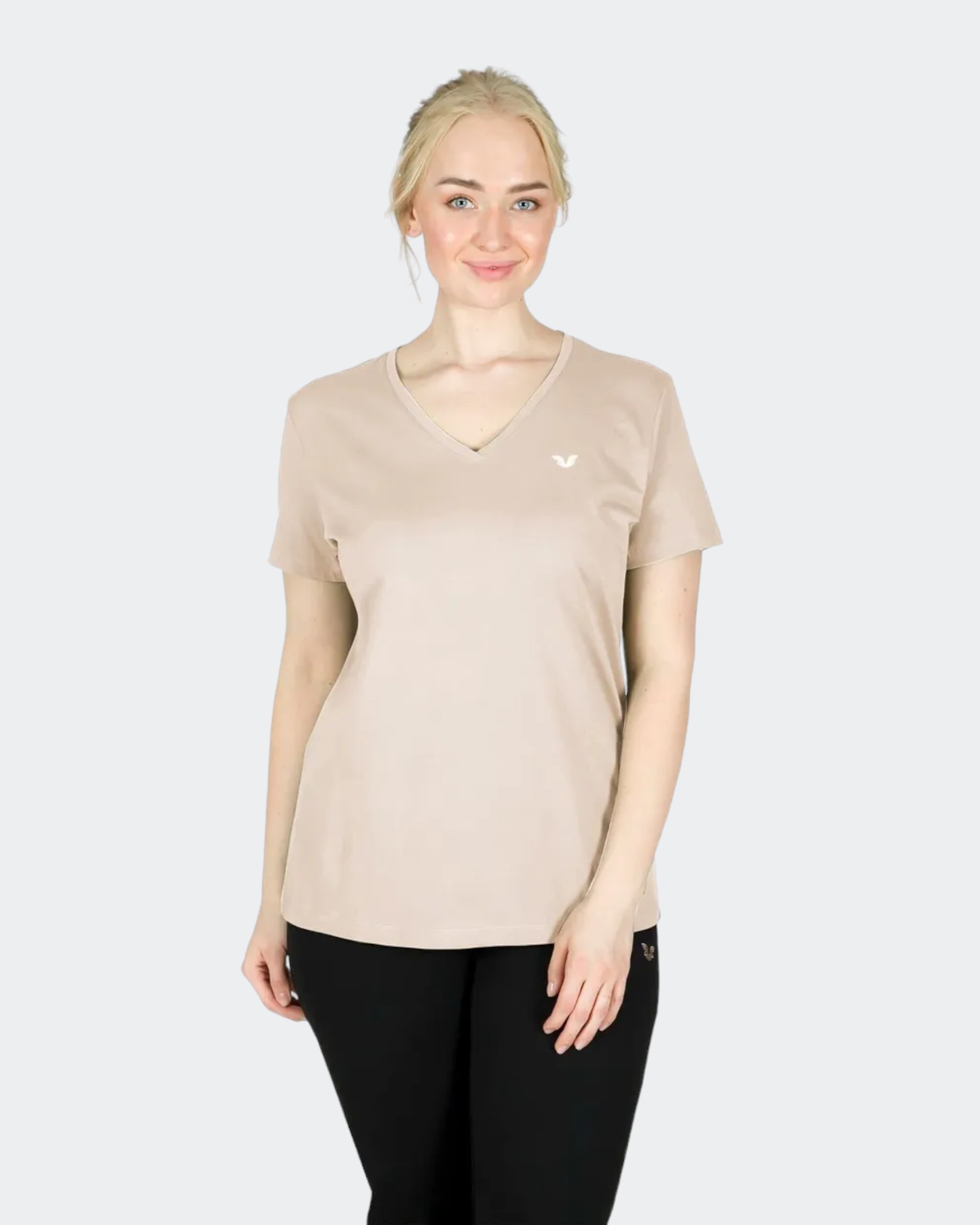 Pull Bilcee Femme Col V Beige